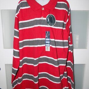 Faded Glory Classic Red LS Striped Polo Shirt Size XL (14/16) Boy's NEW